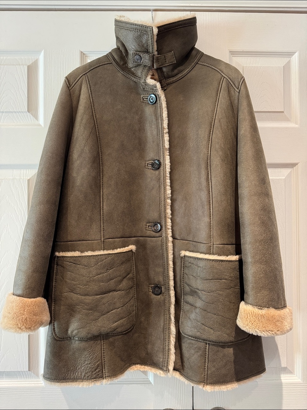 Christ Olive Shearling Leather Jacket